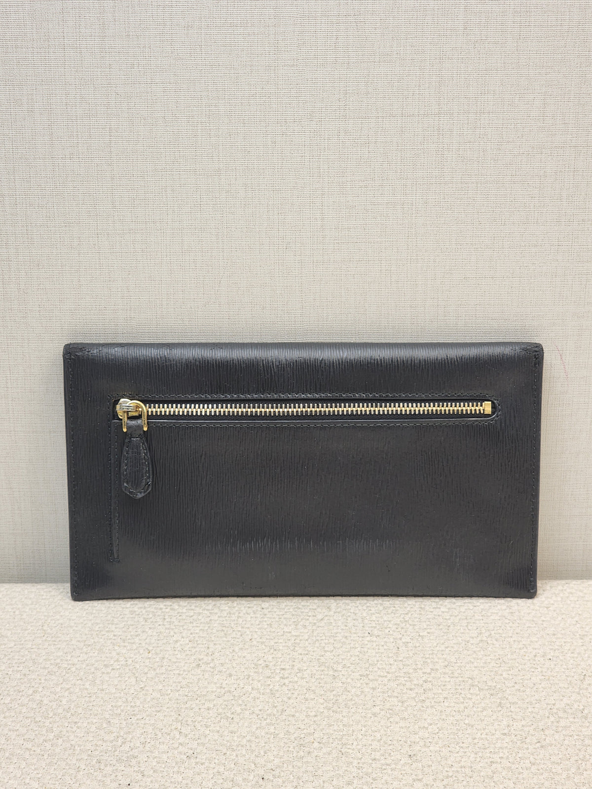 Prada Black Vitello Move Envelope Long Wallet