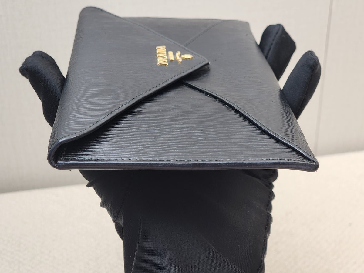 Prada Black Vitello Move Envelope Long Wallet