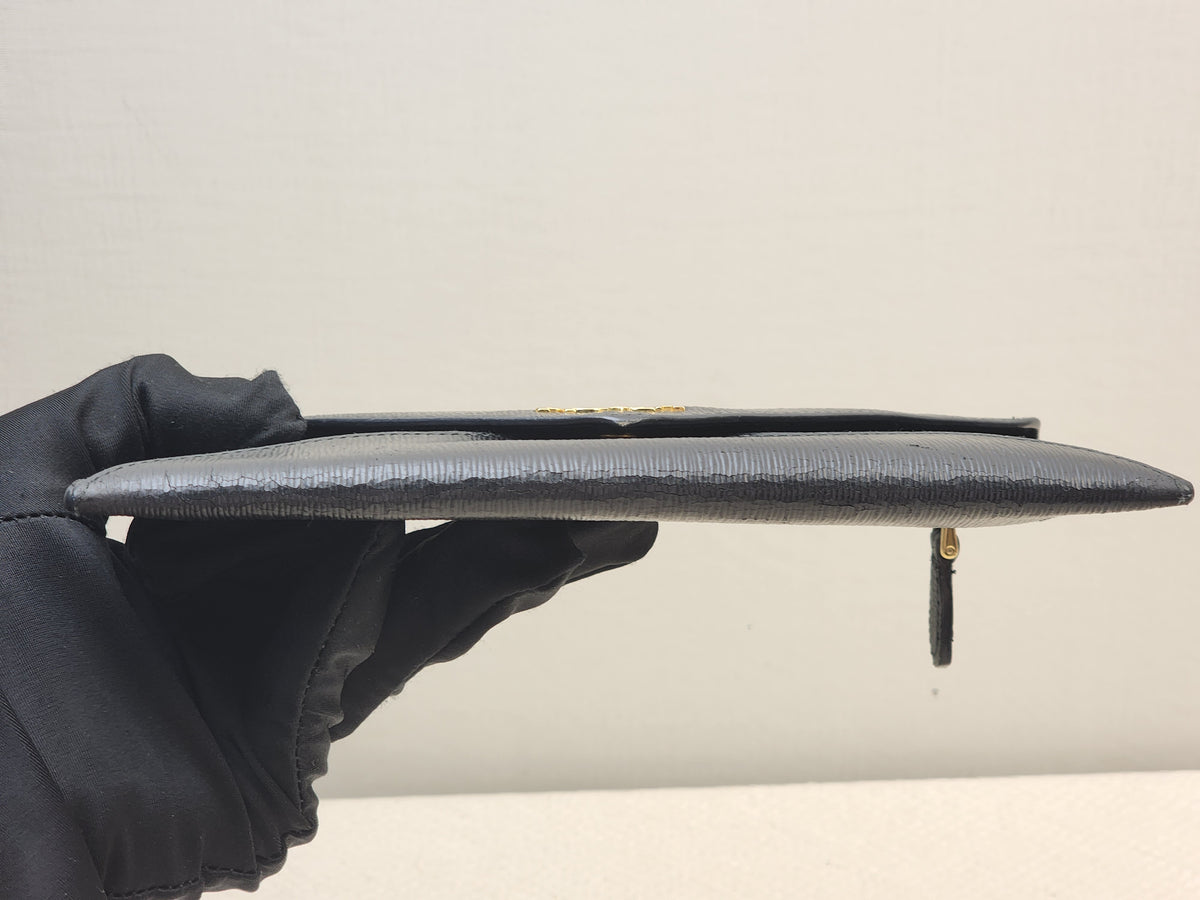 Prada Black Vitello Move Envelope Long Wallet