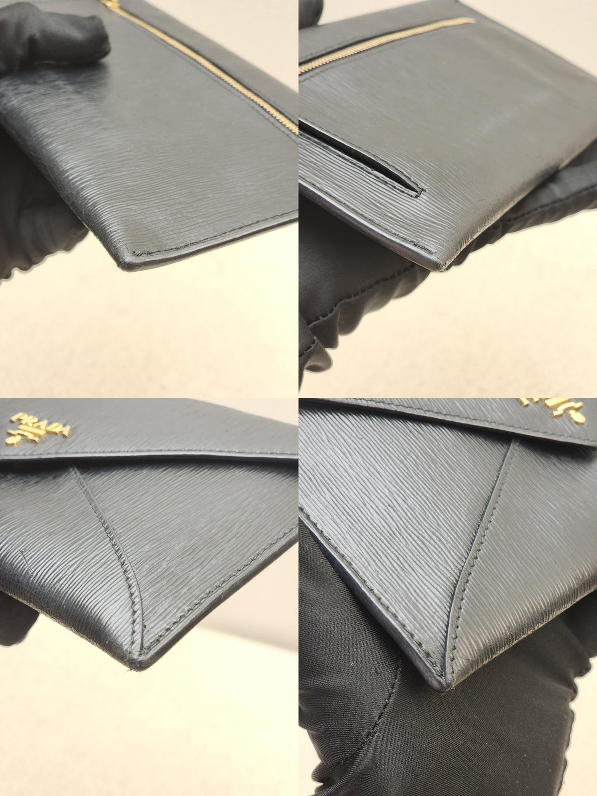 Prada Black Vitello Move Envelope Long Wallet