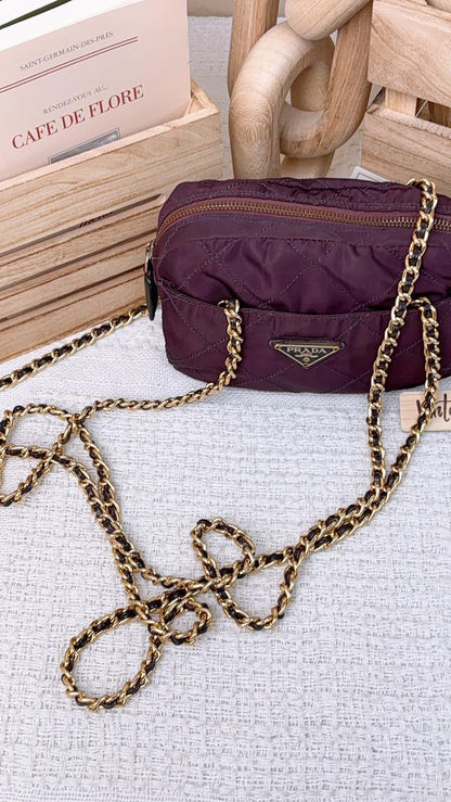 Prada Purple Nylon Crossbody Chain Bag