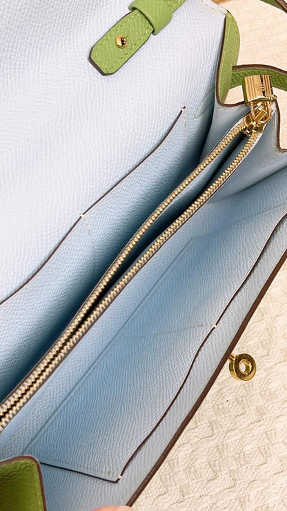 Hermes Vert Criquet Kelly To Go Wallet (Ghw)