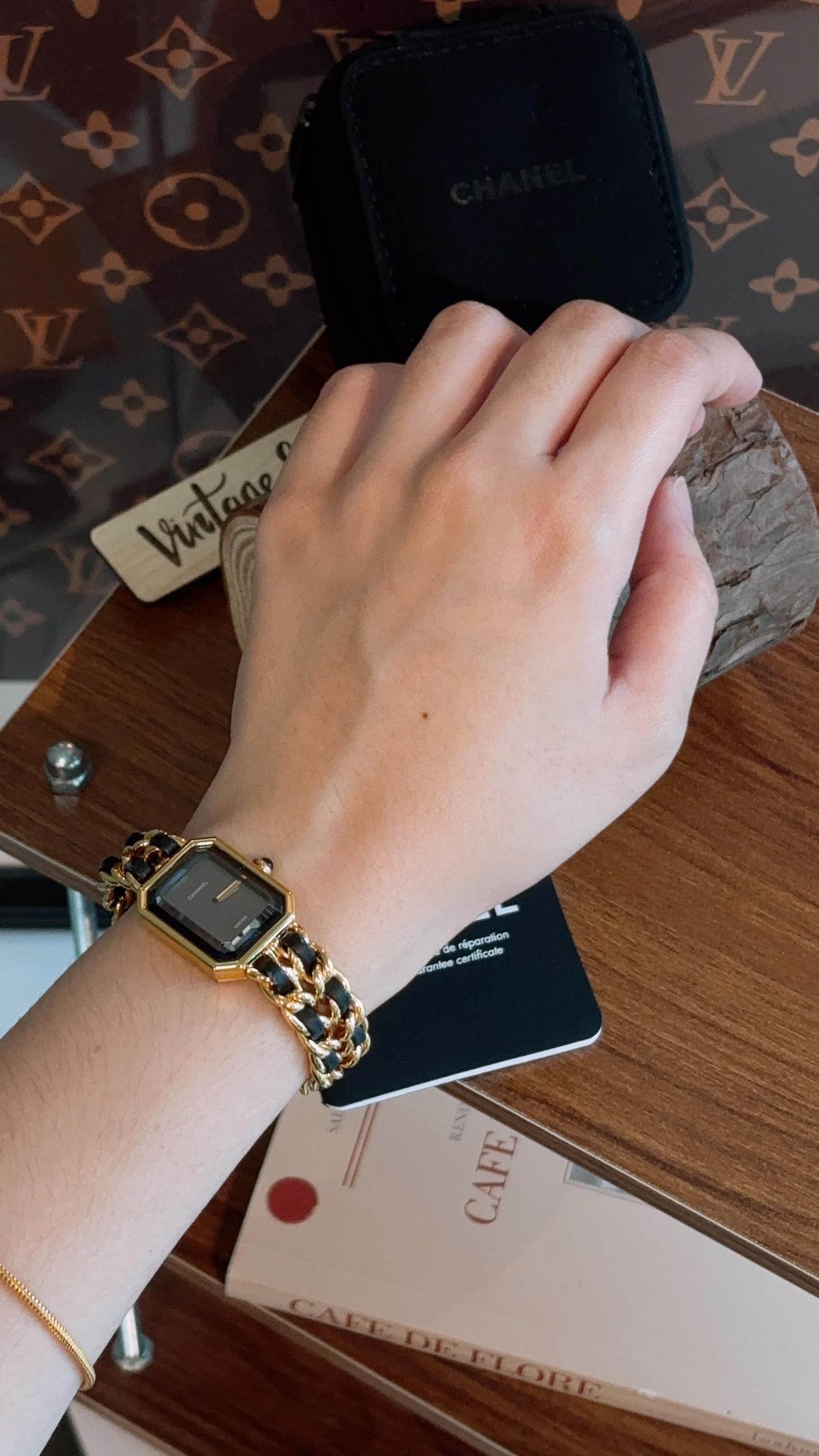 Chanel Gold Black Vintage Premiere Watch S