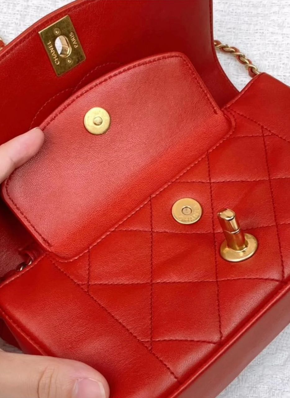 Chanel Red Calfskin Mini Diana Reissue Flap Bag GHW