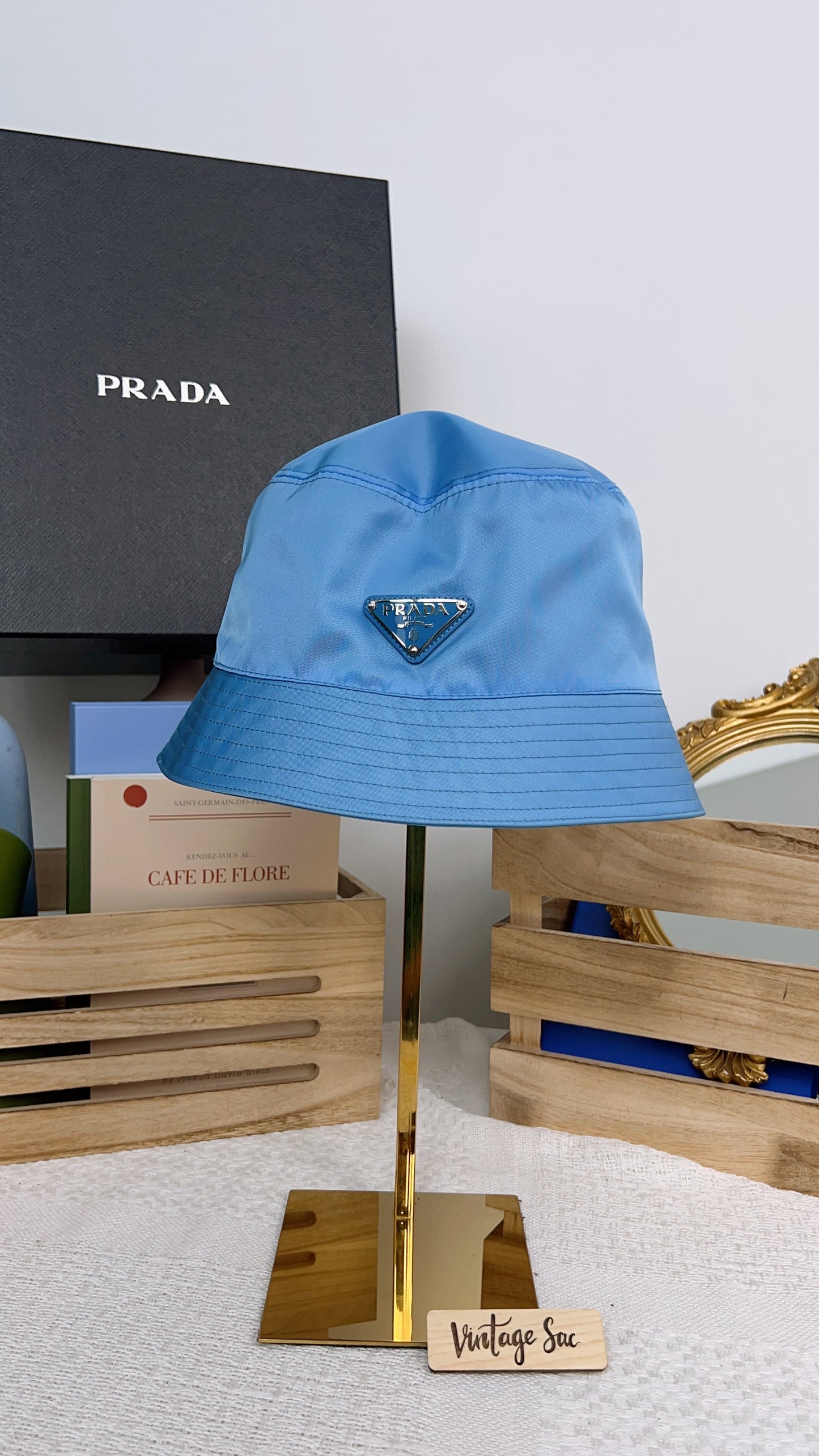 Prada Blue Nylon Bucket Hat