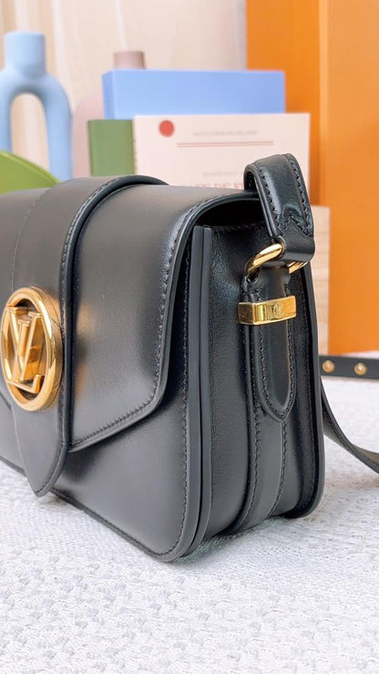 Louis Vuitton Black Smooth Calfskin Pont 9 Shoulder Bag