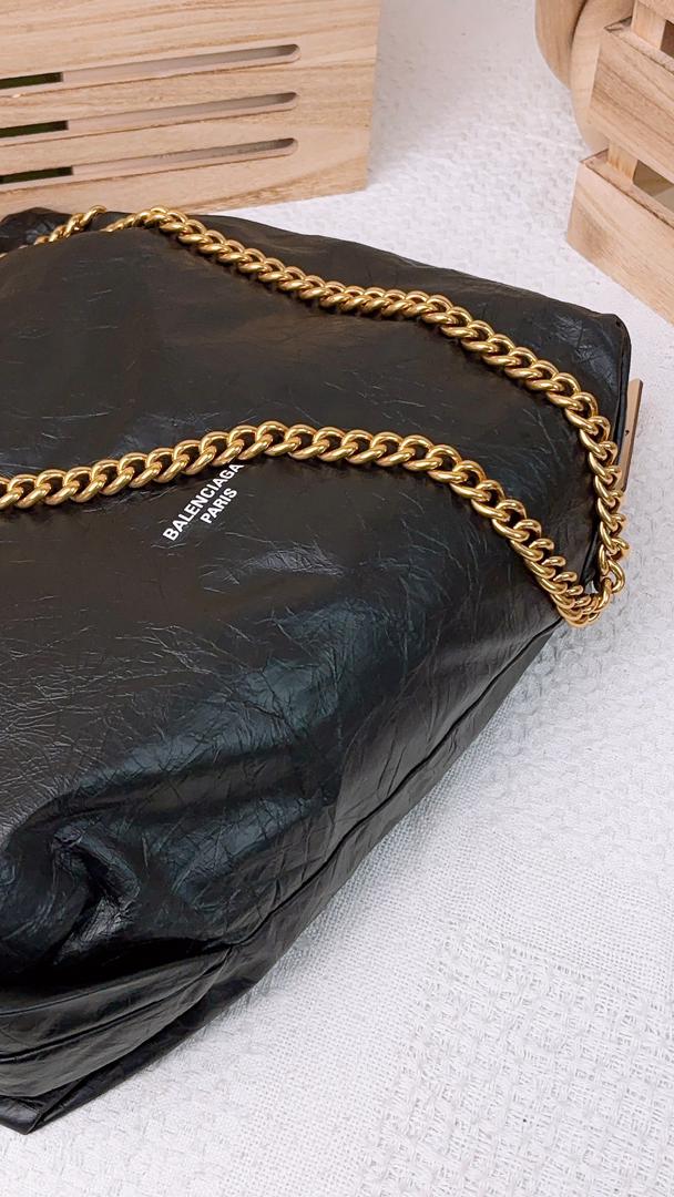 Balenciaga Black Calfskin Medium Crush Tote (GHW)