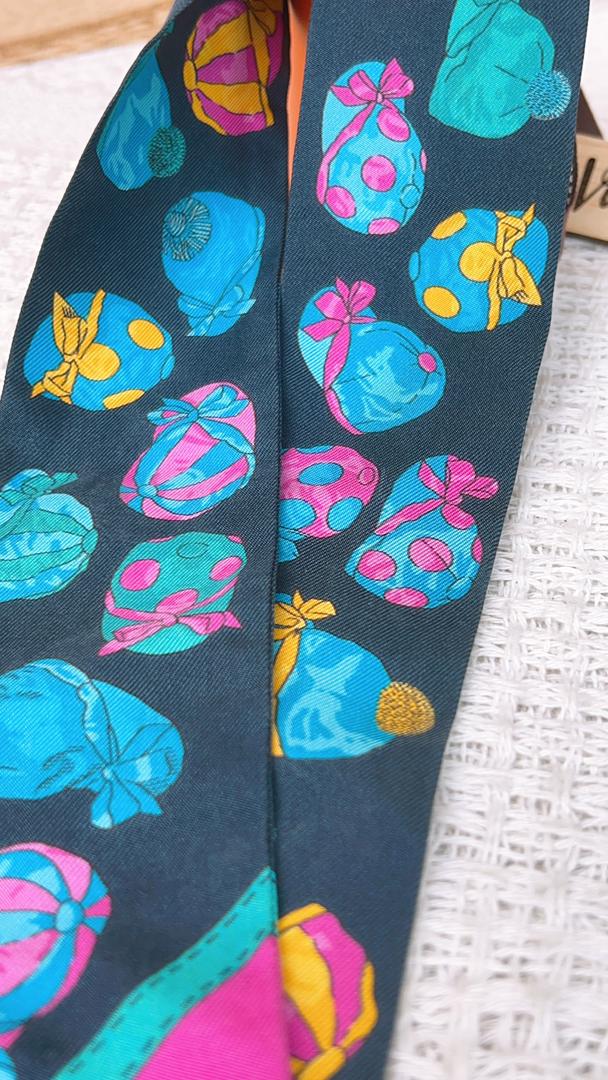 Hermes Jockey Black Multicolour Twilly