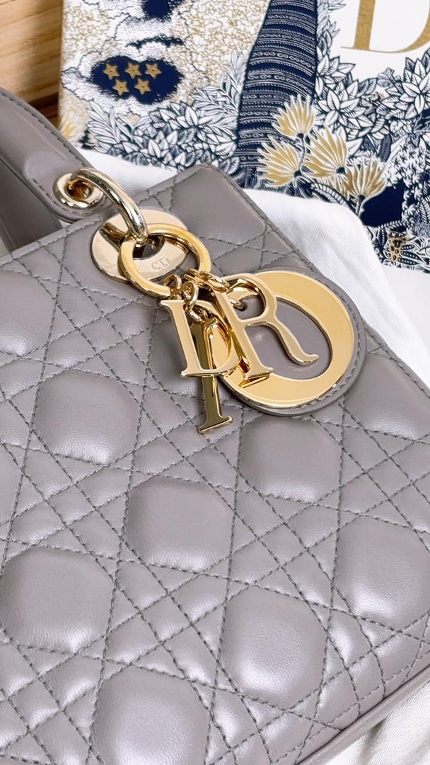 Dior Grey Lambskin Small Lady D (GHW)