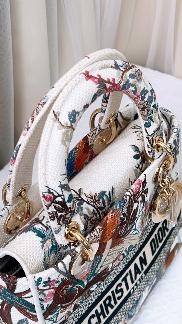 Dior Beige Embroidered Jardin d’hiver Medium D-Lite Bag (Ghw)