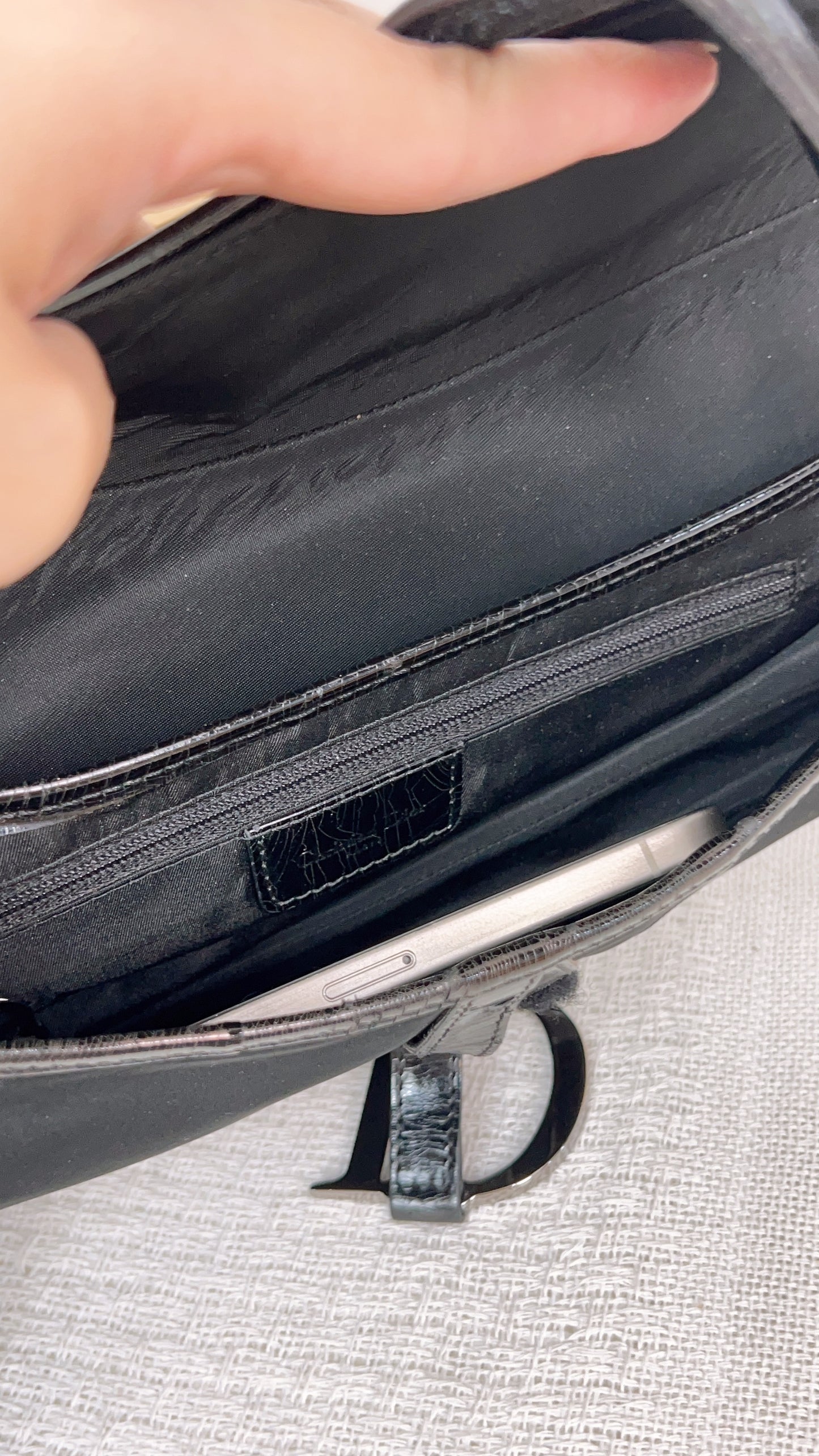 Dior Black Nylon Vintage Saddle Bag SHW