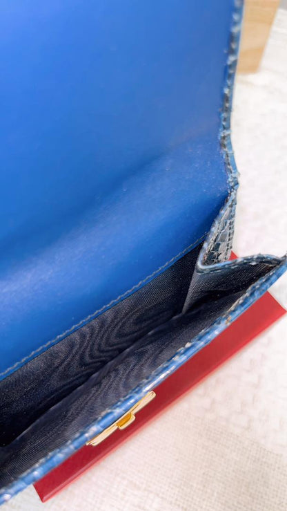 Salvatore Ferragamo Phyton Blue Flap Wallet