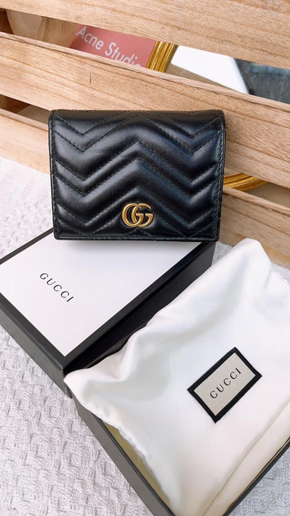 Gucci Black Marmont Bifold Wallet (GHW)