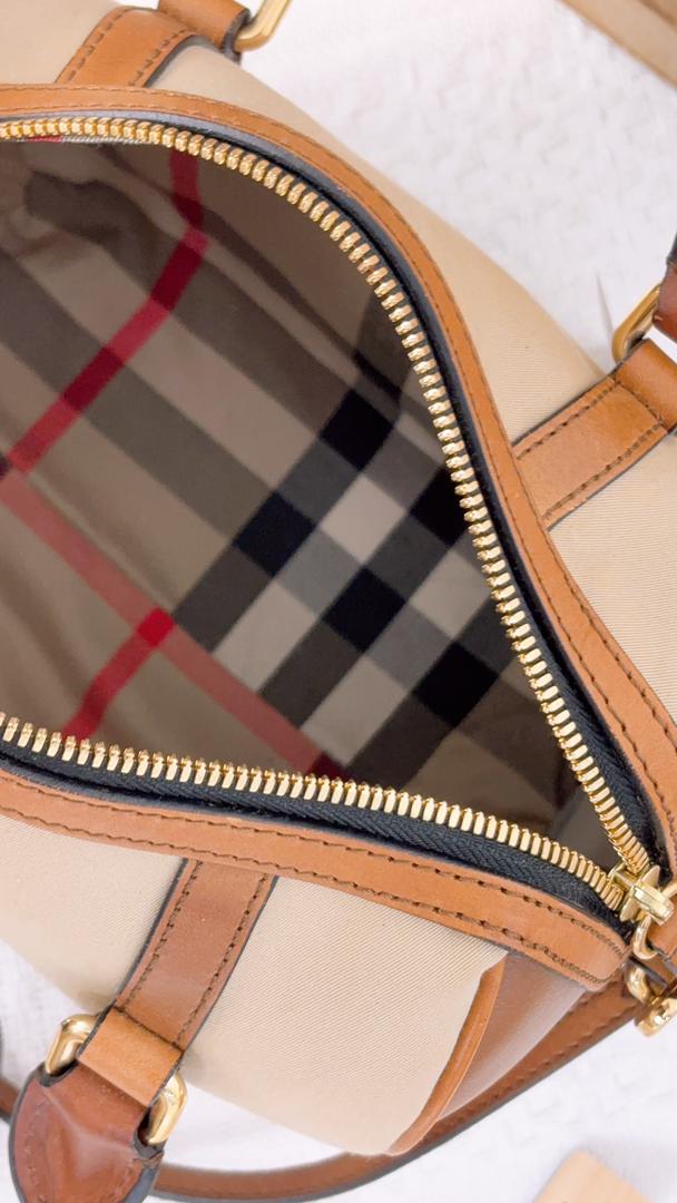 Burberry Brown Canvas Alchester Boston Bag