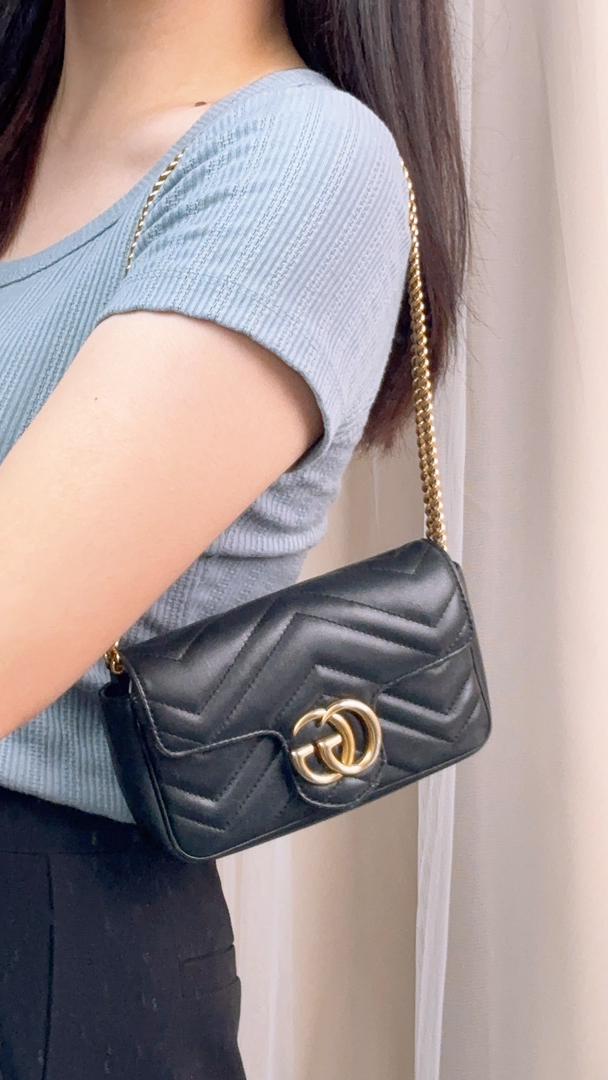 Gucci Black Supermini Marmont (GHW)