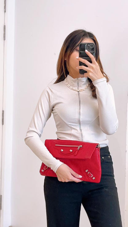 Balenciaga Red Envelope Clutch in Strap