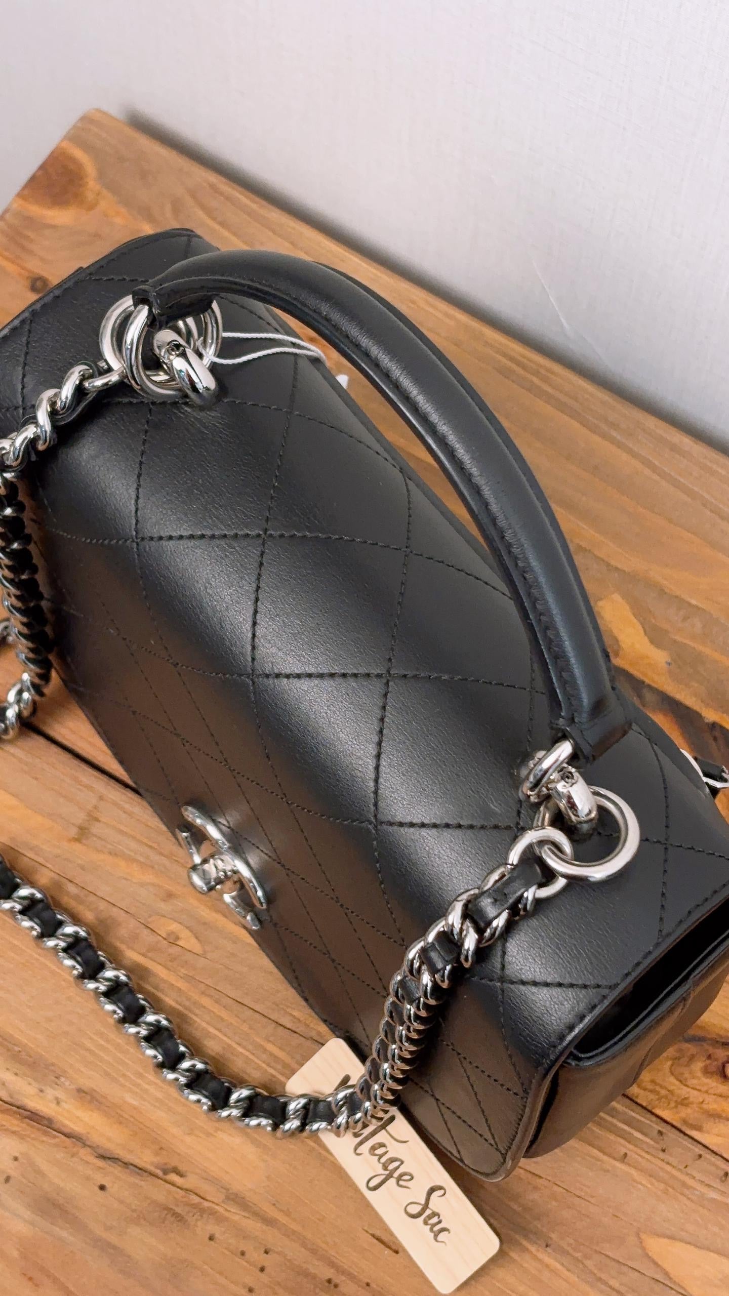 Chanel Black Calfskin Ring My Bag Handle Bag (SHW)