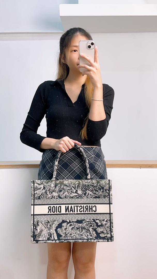 Dior Medium Book Tote Toile De Jouy Embroidery