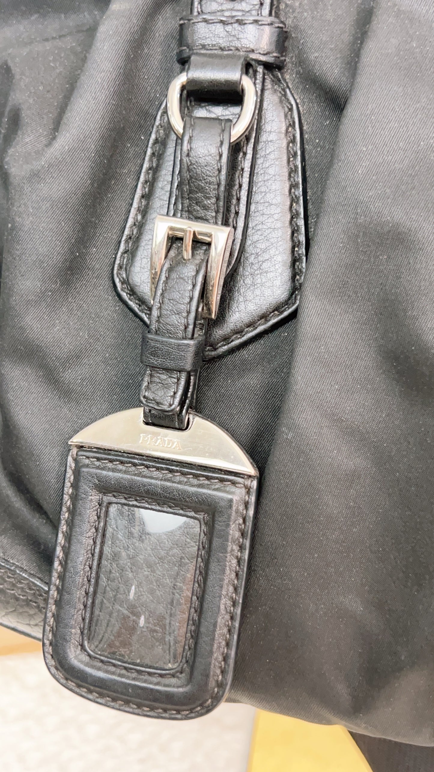 Prada Black Nylon / Leather Sling Tote