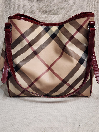 Burberry Red / Beige House Check PVC Cantebury Tote