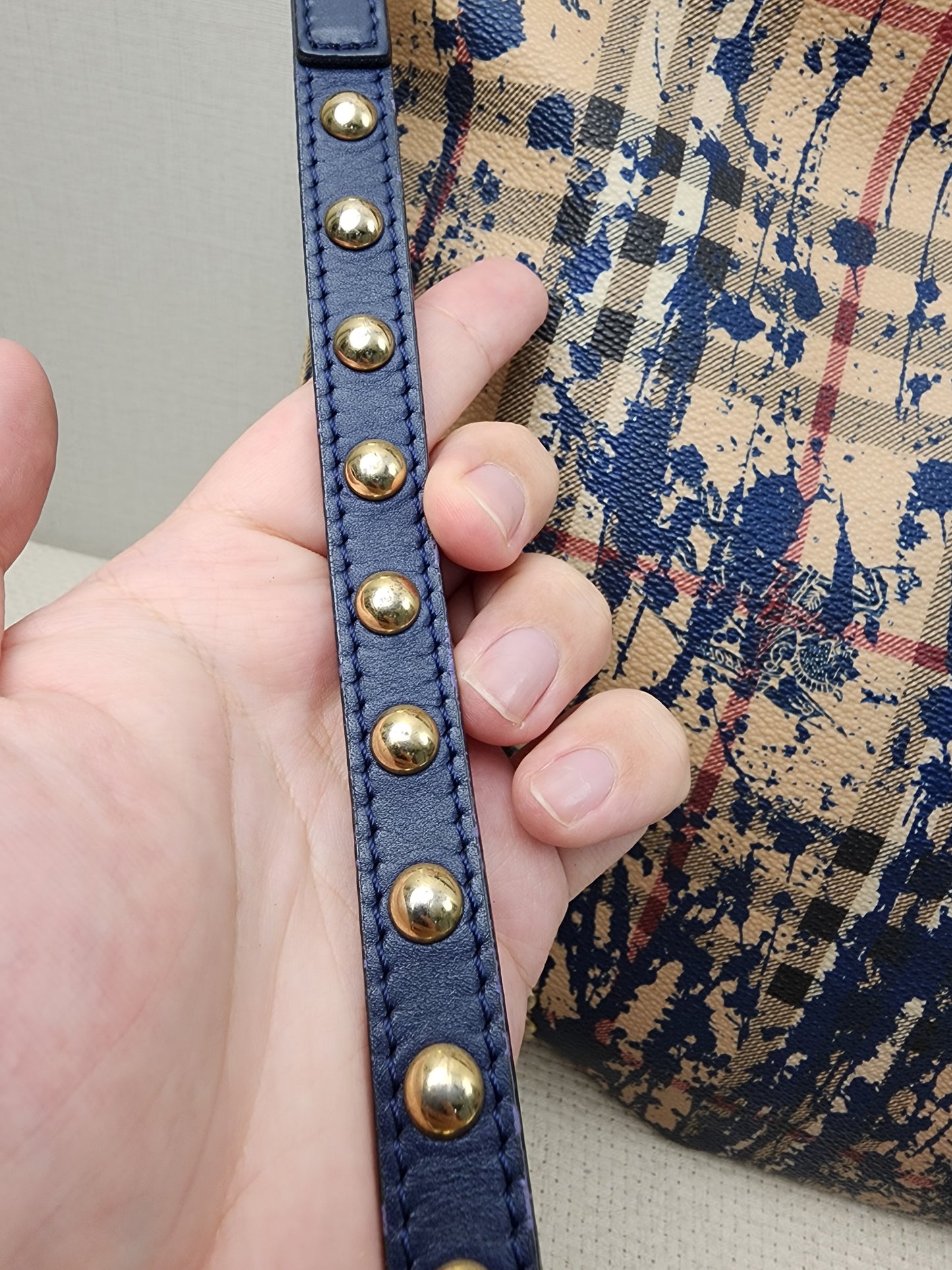Burberry Haymarket Check Splash Studded Canterbury Tote