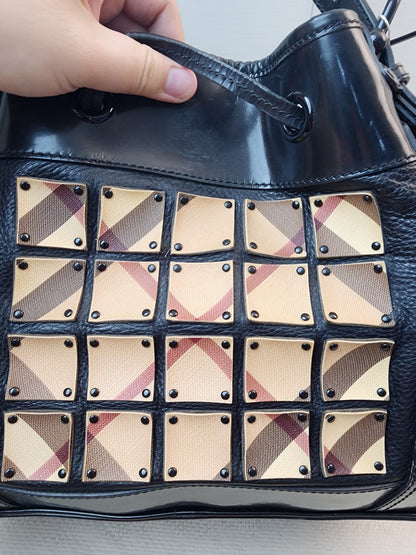 Burberry Nova Check Studded Warrior Armour Hobo Bag