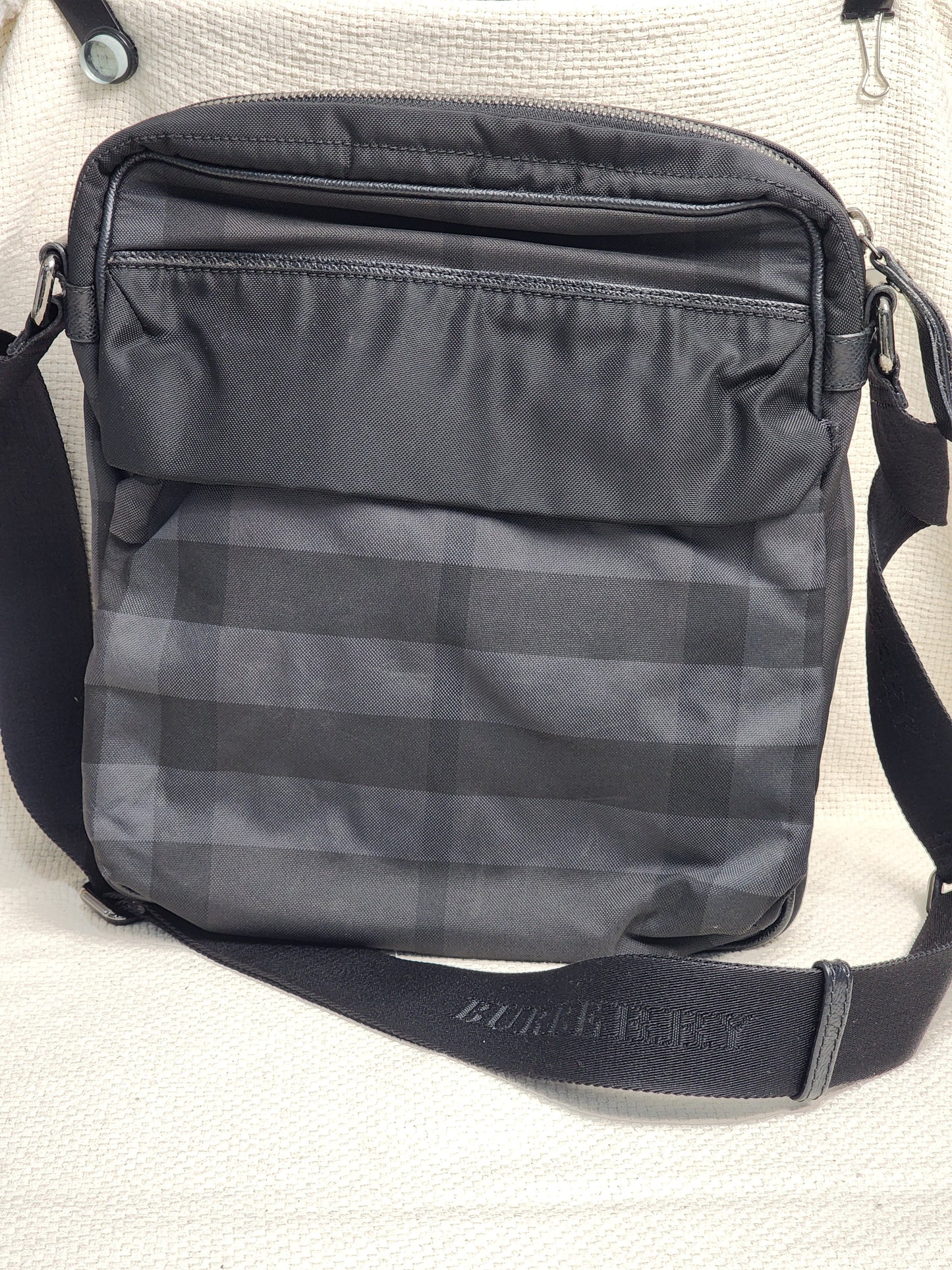 Burberry Nylon Smoked Check Messenger Bag