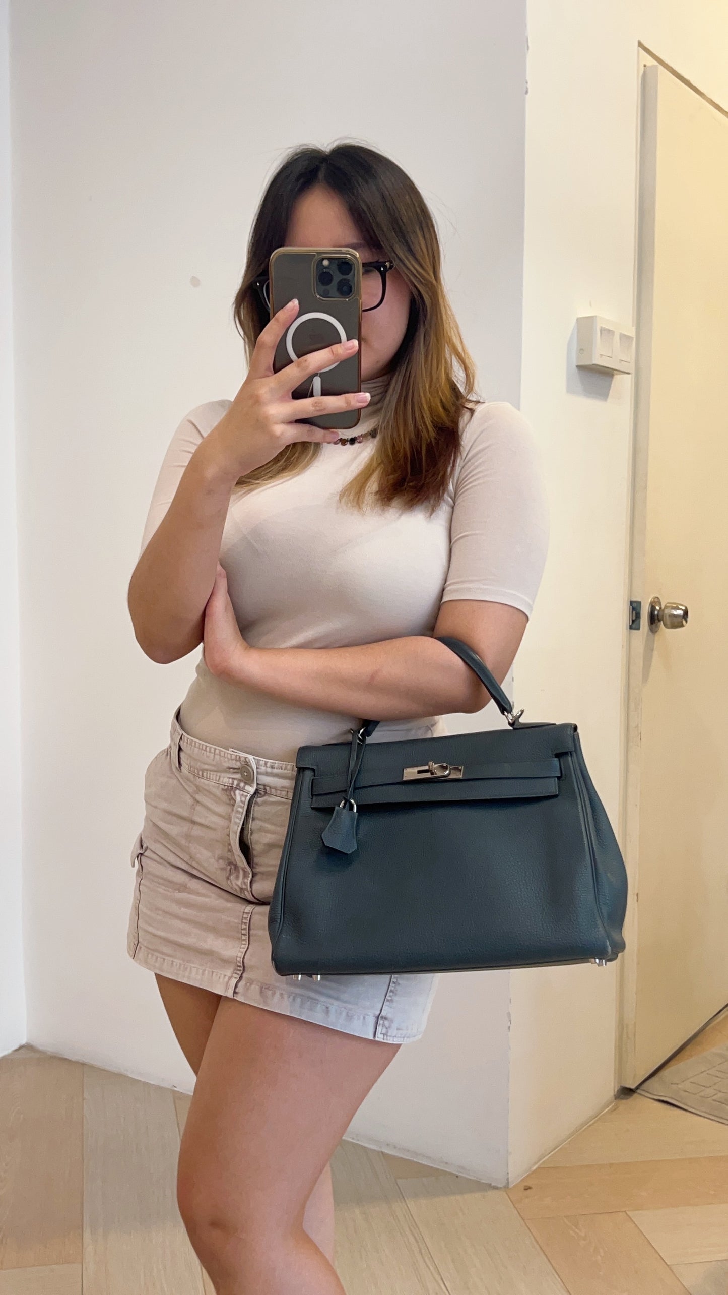 Hermes Bleu Orage Kelly 32 PHW