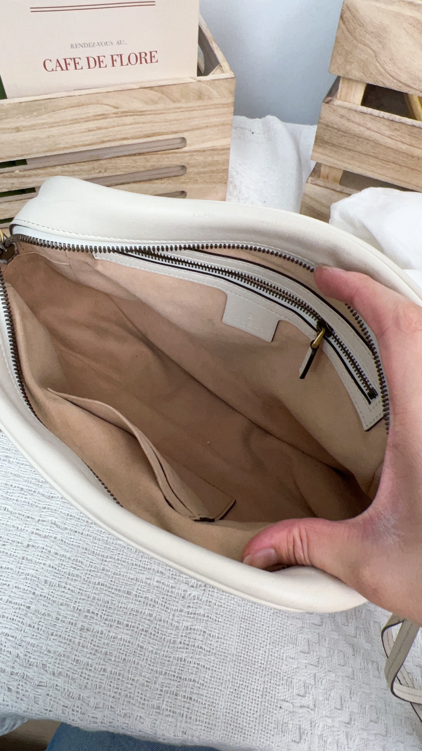 White Calfskin Medium Marmont Camera Bag GHW