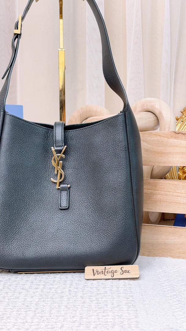 YSL Black Calfskin Small Le 5A7 Hobo (GHW)