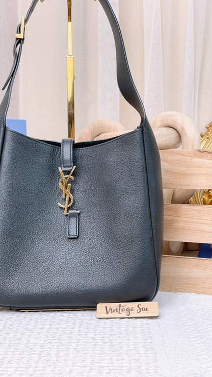 YSL Black Calfskin Small Le 5A7 Hobo (GHW)