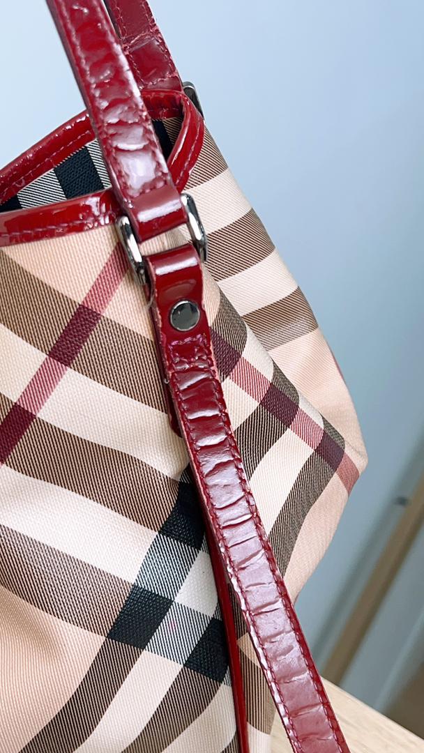 Burberry Red / Beige House Check PVC Cantebury Tote