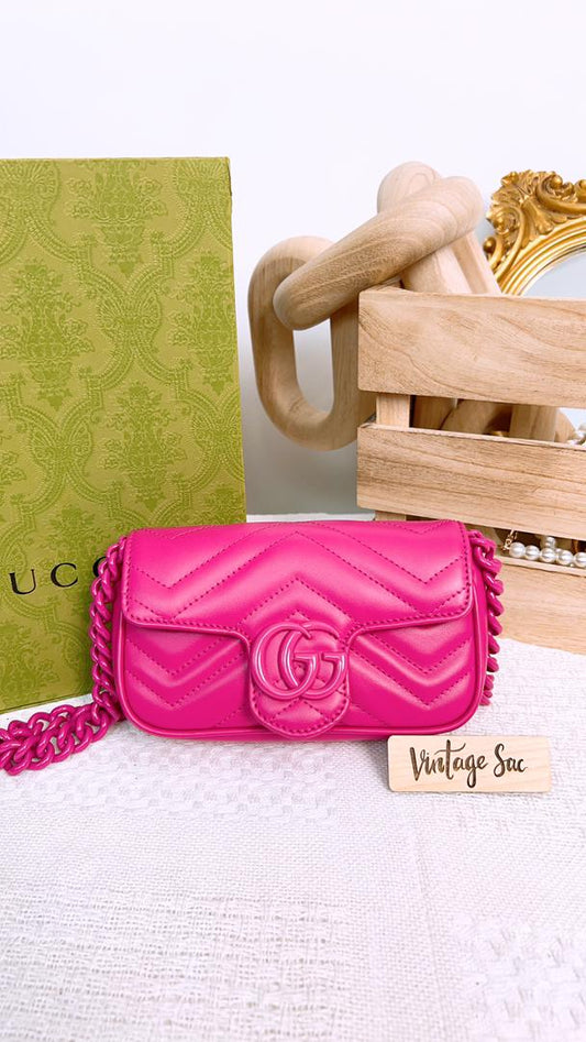 Gucci Fuchsia Supermini Marmont Belt Bag