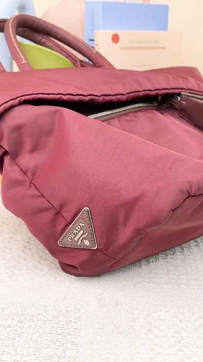 Prada Dark Purple Tessuto Nylon 2-Way Tote