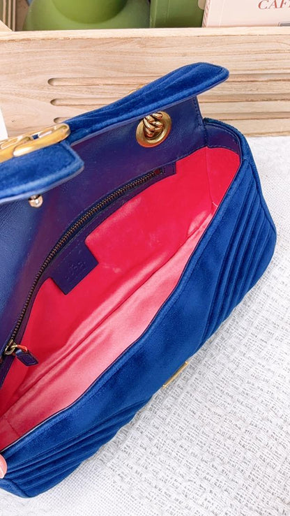 Gucci Blue Velvet Small Marmont Bag