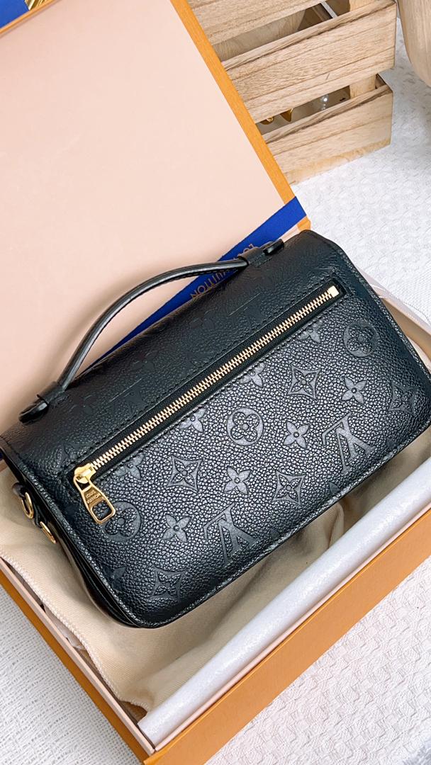 LV Black Monogram Empreinte Pochette Metis East West