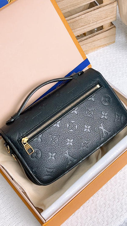 LV Black Monogram Empreinte Pochette Metis East West