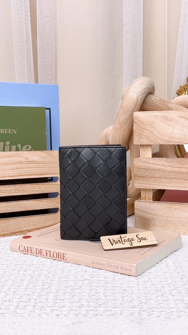 Bottega Veneta Black Intrecciato Passport Case