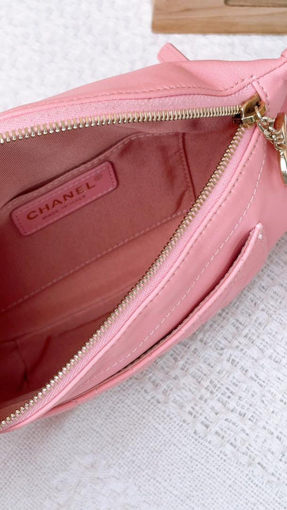 Chanel Pink Lambskin Pocket Quilted Bumbag (LGHW)