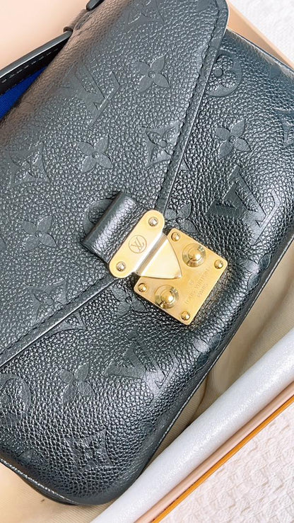 LV Black Monogram Empreinte Pochette Metis East West