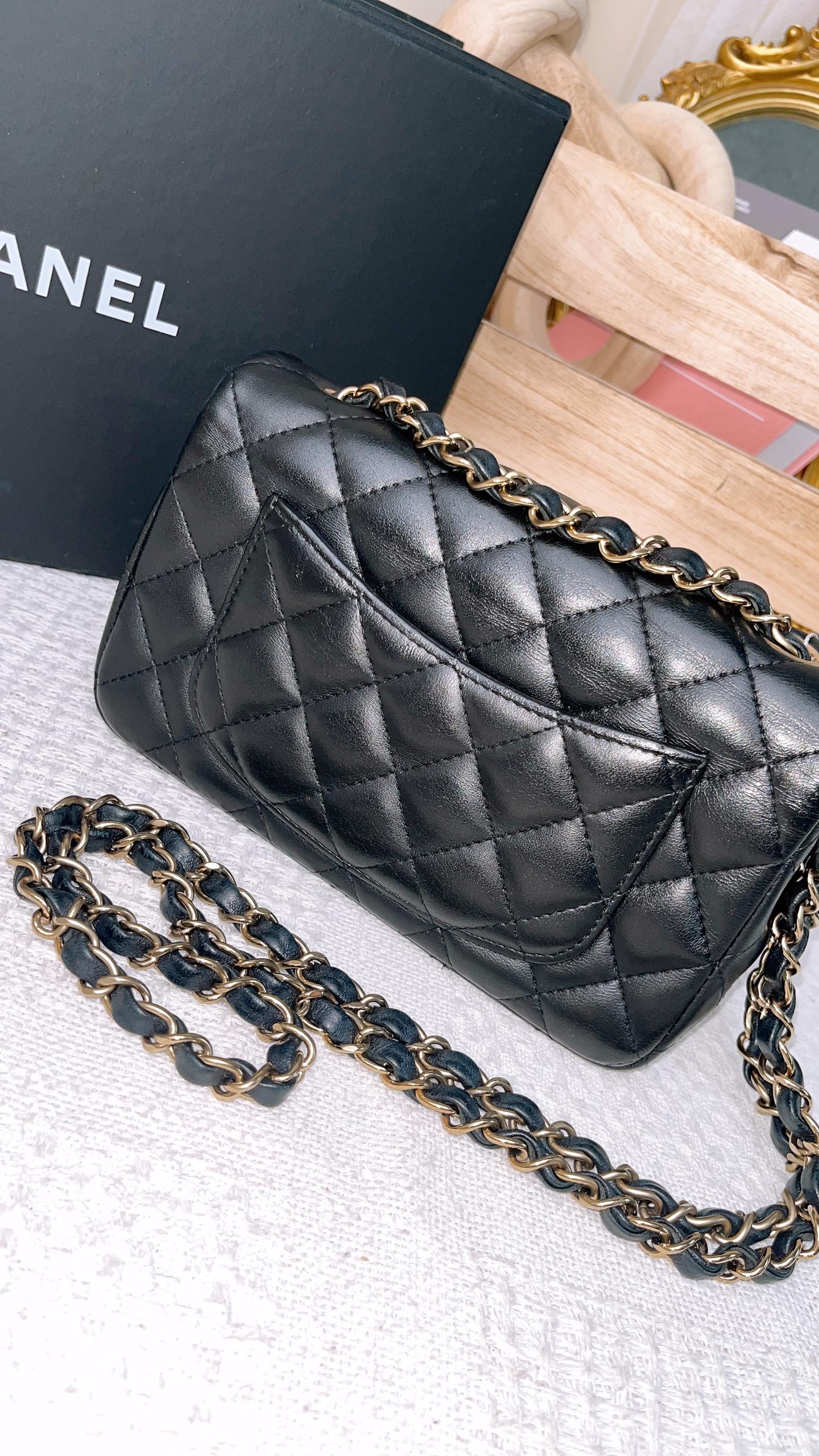 Chanel Black Lambskin Classic Mini Rectangular LGHW