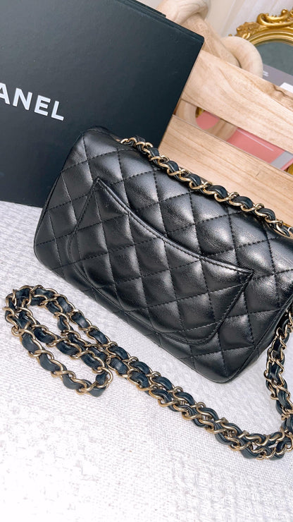 Chanel Black Lambskin Classic Mini Rectangular LGHW