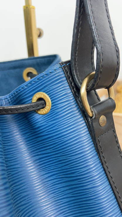Louis Vuitton Blue and Black Epi Petit Noe Bucket Bag