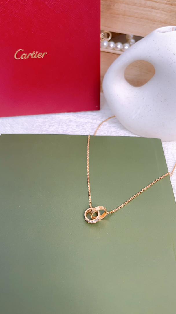 Cartier Gold Love Pendant Hold Paved Necklace