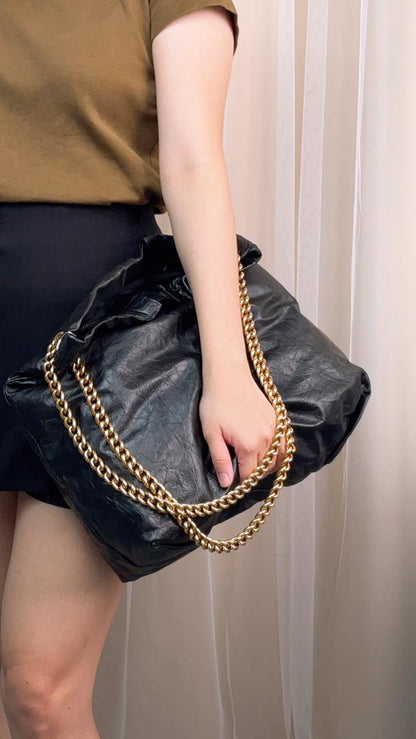 Balenciaga Black Calfskin Medium Crush Tote (GHW)