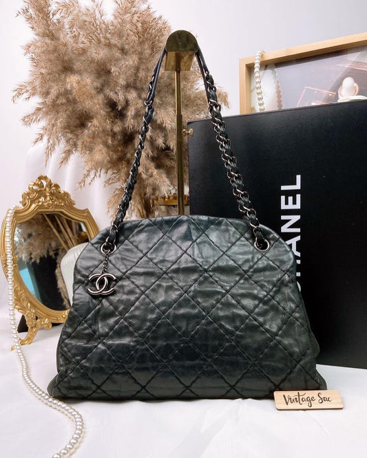 Chanel Dark Gray Iridescent Calfskin Large Mademoiselle Bag (DSHW)