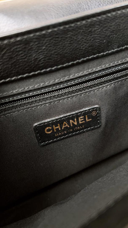 Chanel Black Calfskin Straight Lines Flap Bag