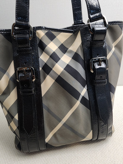 Burberry Black Nylon Beat Check Victoria Tote