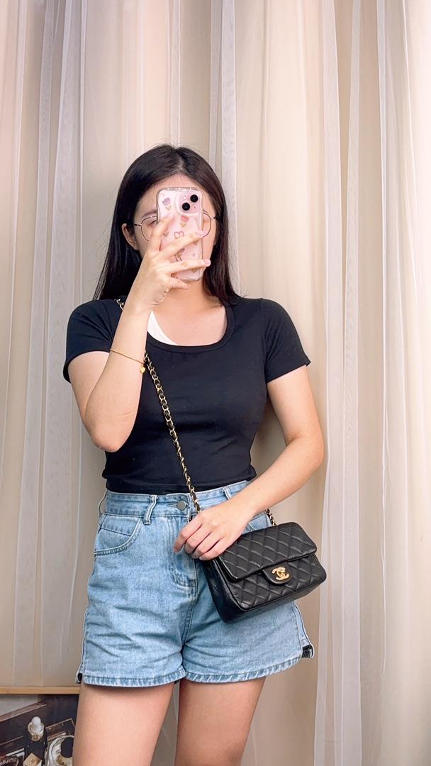 Chanel Black Caviar Mini Rectangular CF (GHW)