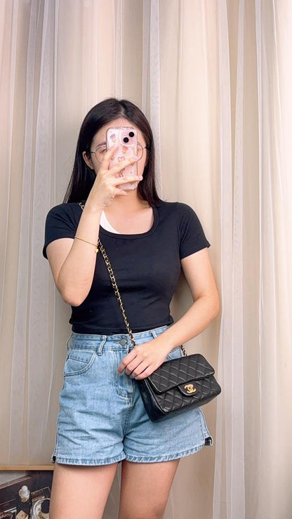 Chanel Black Caviar Mini Rectangular CF (GHW)